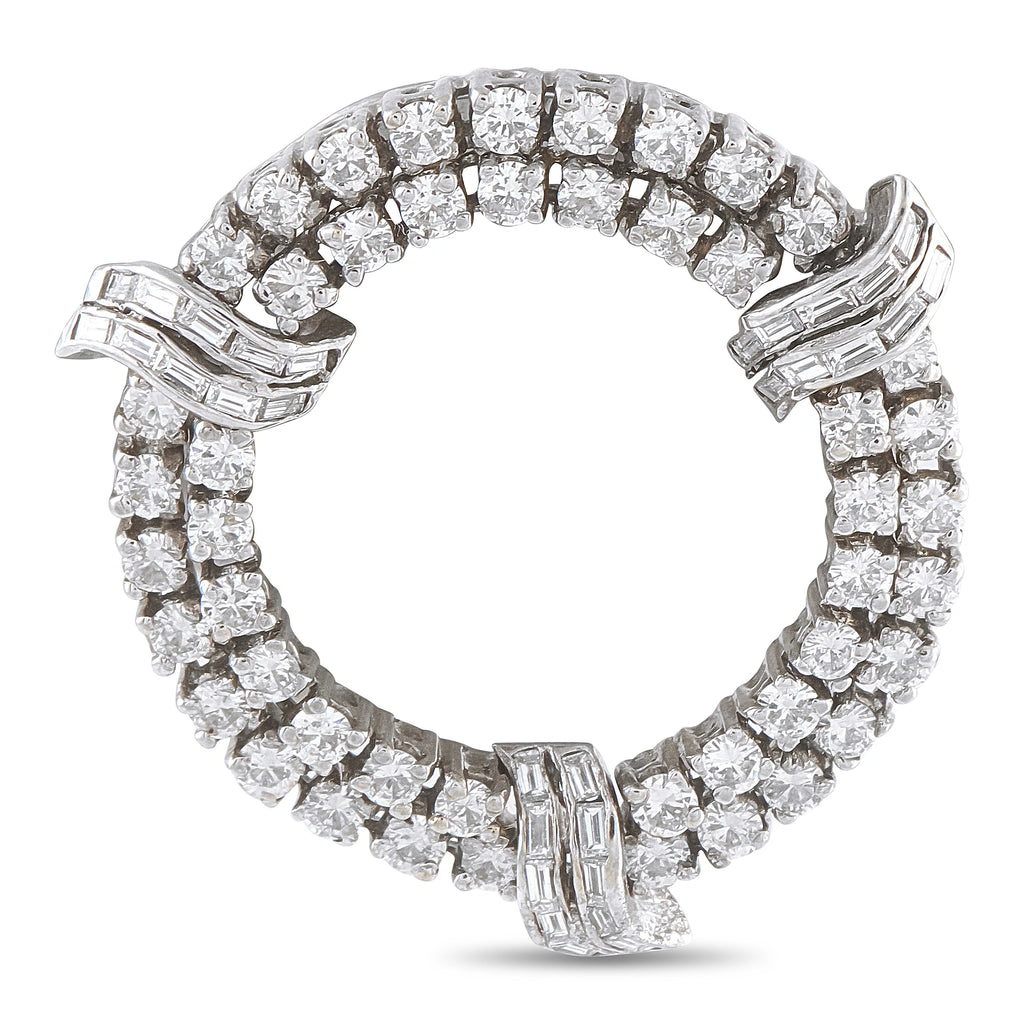 18K White Gold 2.0ct Diamond Open Circle Brooch