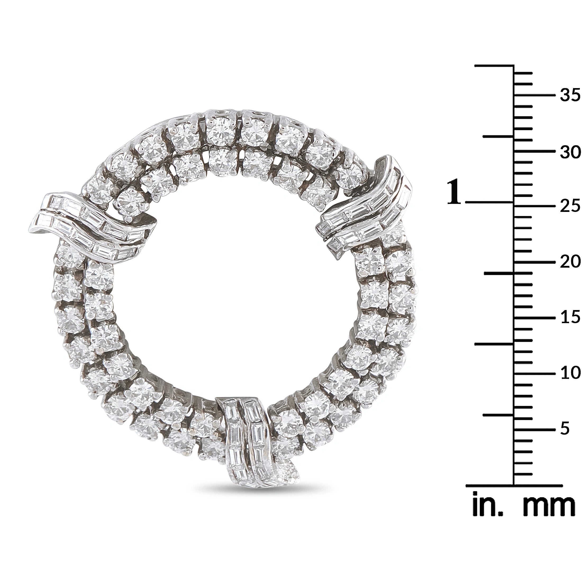 18K White Gold 2.0ct Diamond Open Circle Brooch