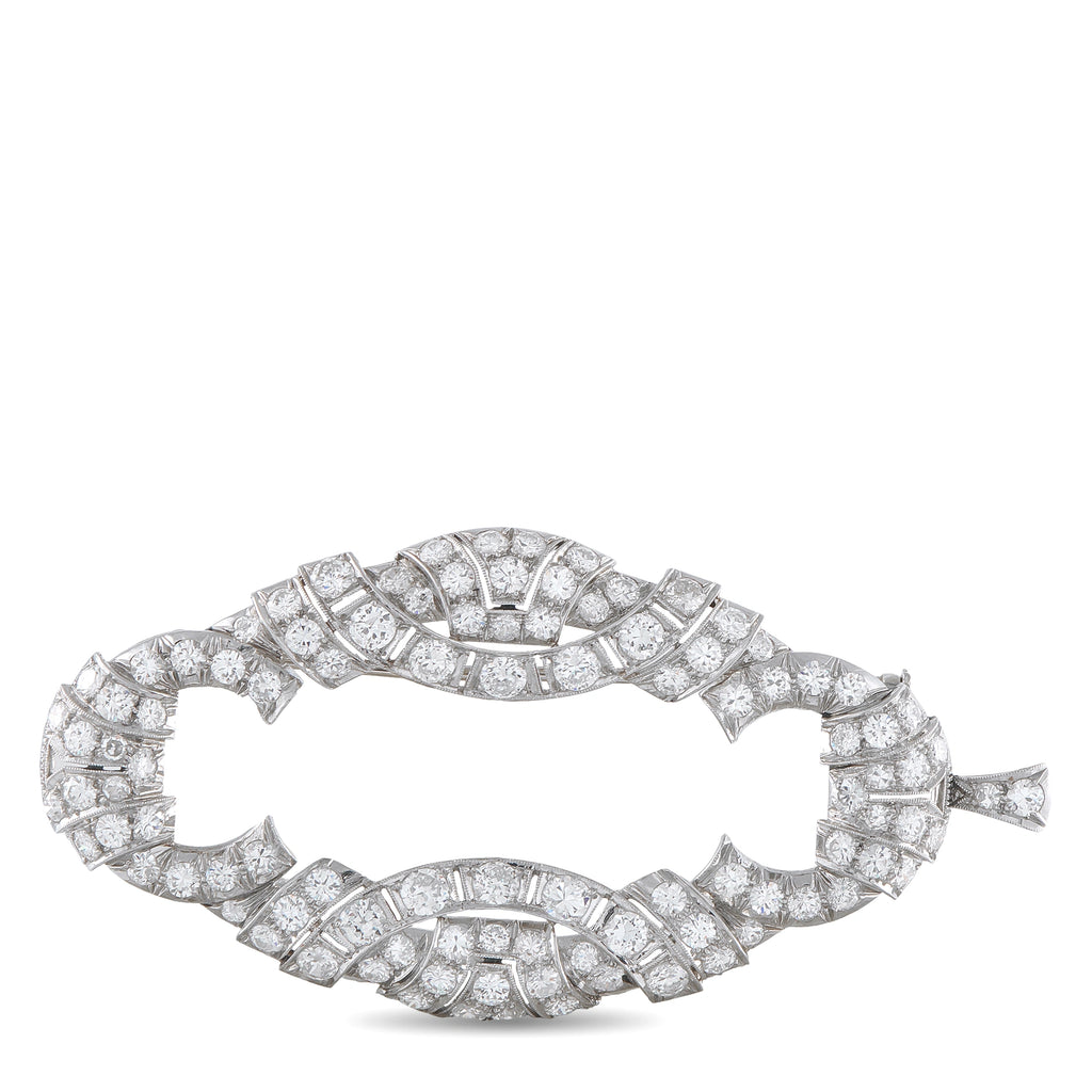 Antique 18K White Gold 5.0ct Diamond Plaque Brooch