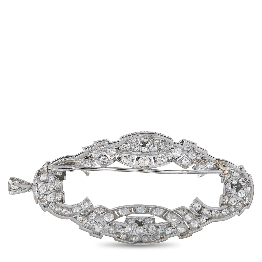 Antique 18K White Gold 5.0ct Diamond Plaque Brooch
