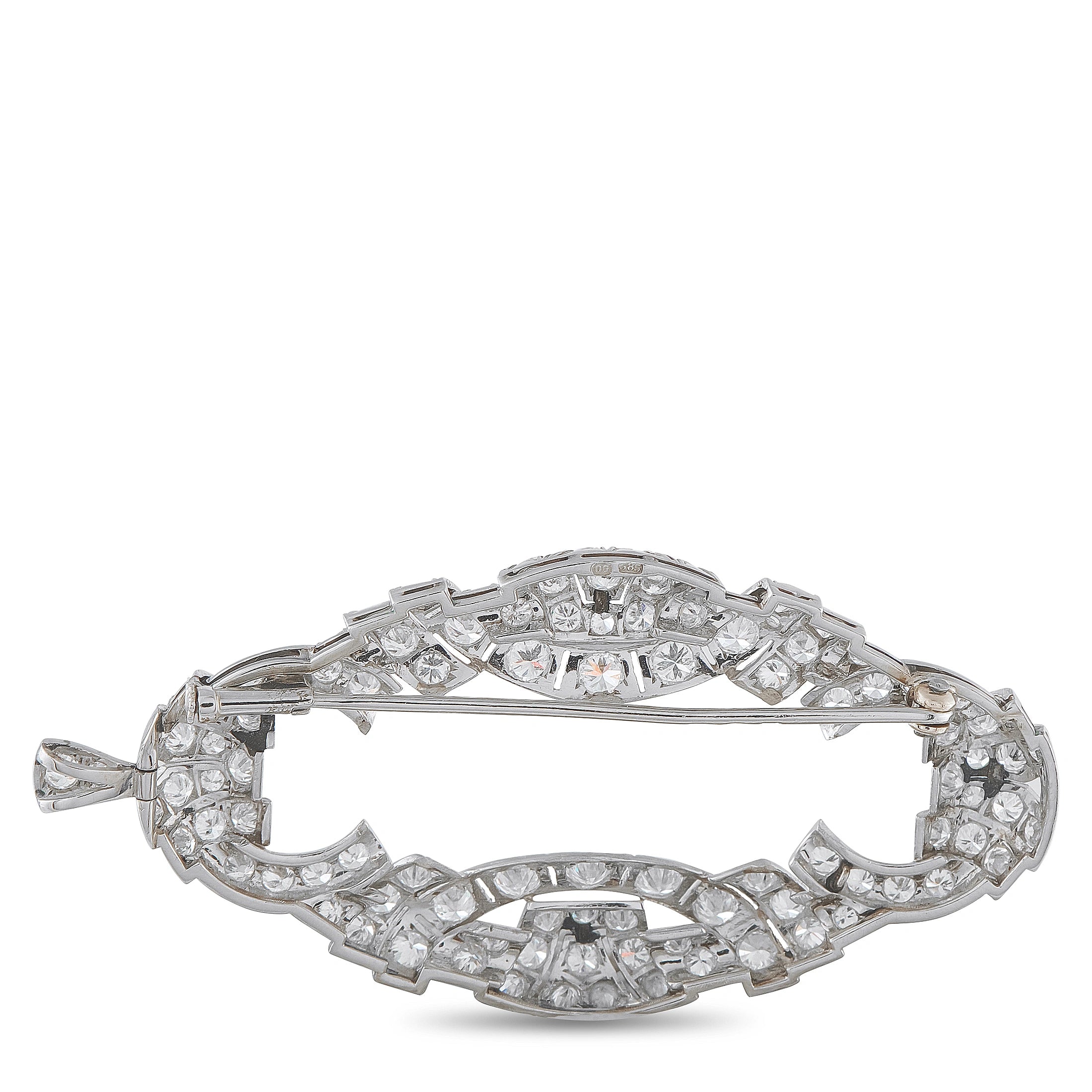Antique 18K White Gold 5.0ct Diamond Plaque Brooch