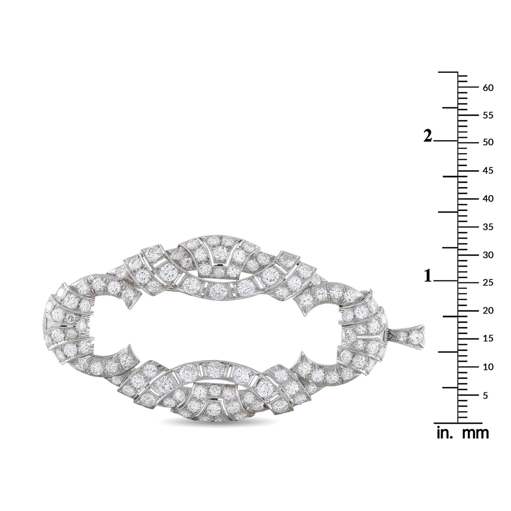 Antique 18K White Gold 5.0ct Diamond Plaque Brooch