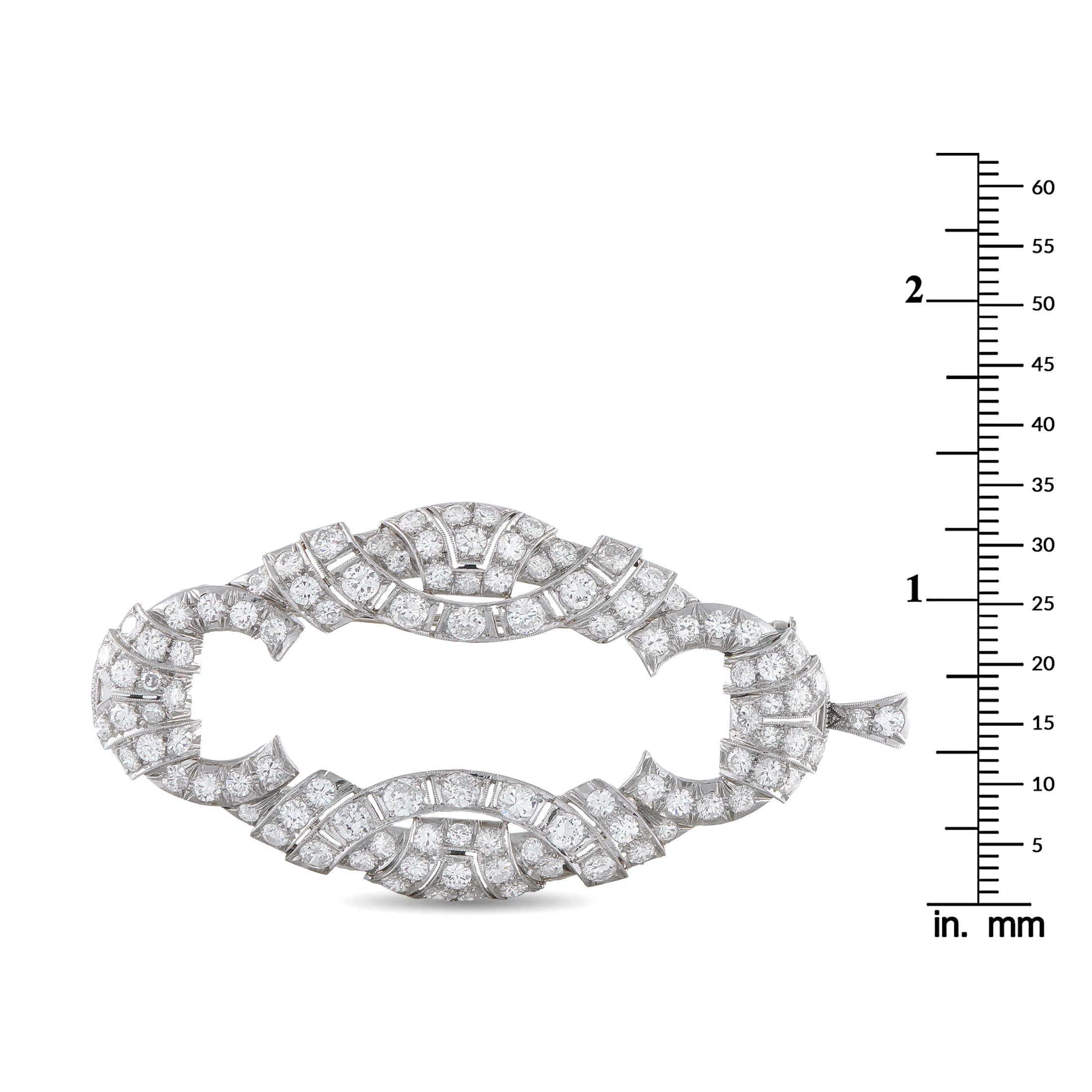 Antique 18K White Gold 5.0ct Diamond Plaque Brooch