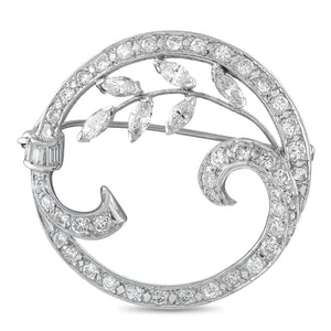 18K White Gold 2.0ct Diamond Brooch