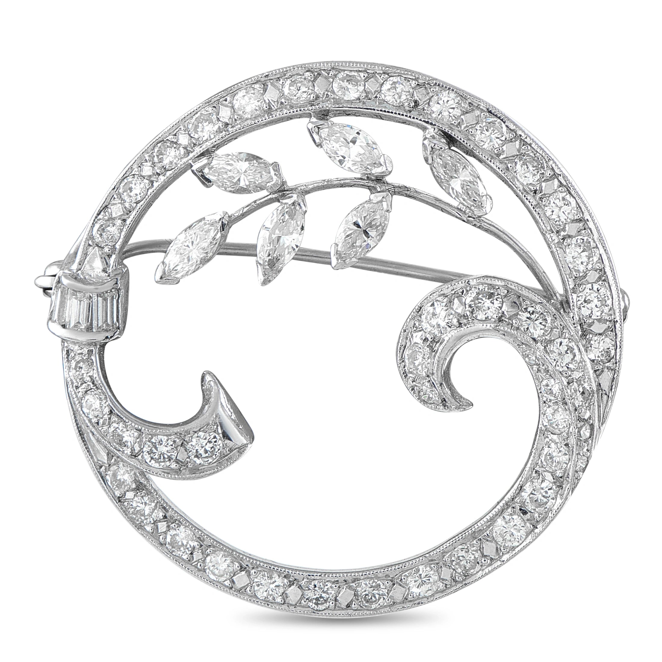 18K White Gold 2.0ct Diamond Brooch