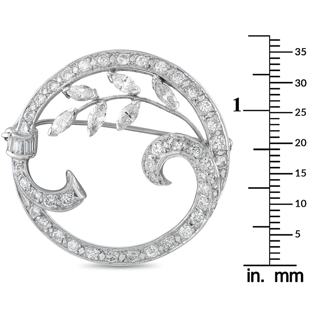 18K White Gold 2.0ct Diamond Brooch