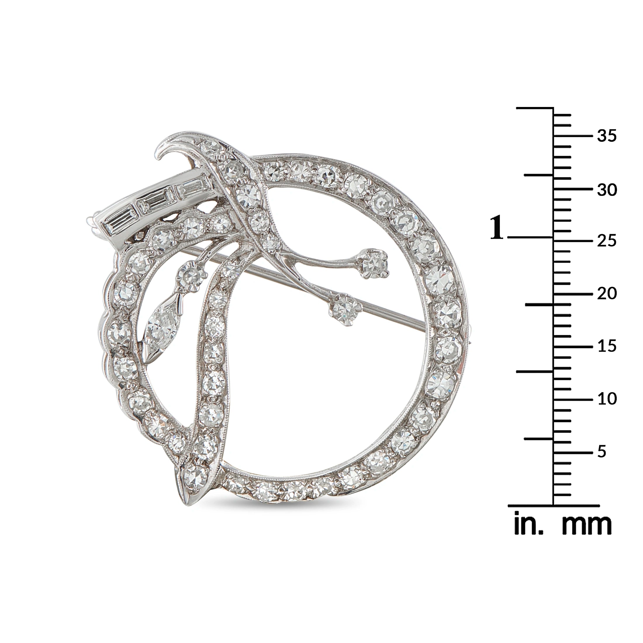 18K White Gold 1.40ct Diamond Circle Brooch