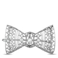 18K white gold diamond bow brooch with openwork filigree design