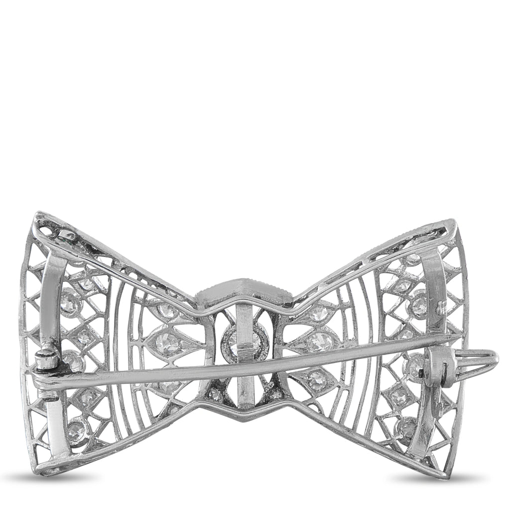18K White Gold 0.40ct Diamond Belle Epoque Bow Brooch