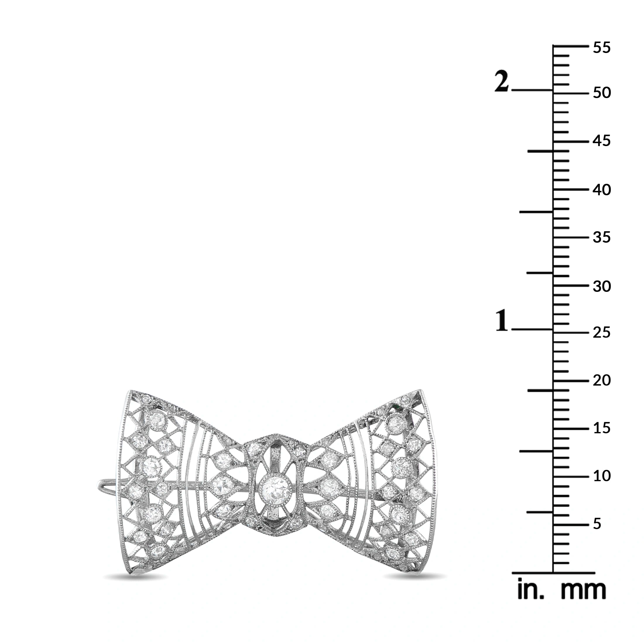 18K White Gold 0.40ct Diamond Belle Epoque Bow Brooch