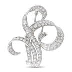 Antique 18K White Gold 4.85ct Diamond Brooch