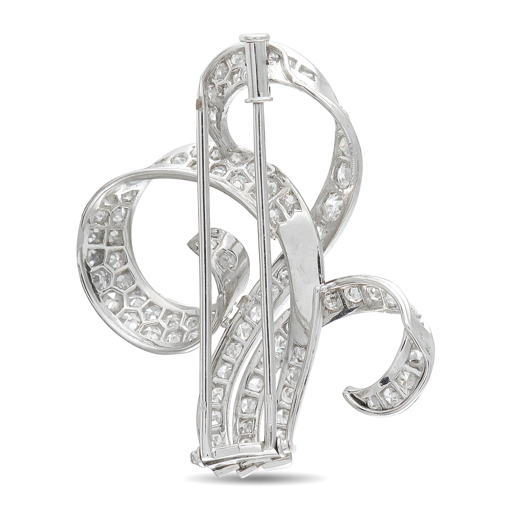 Antique 18K White Gold 4.85ct Diamond Brooch