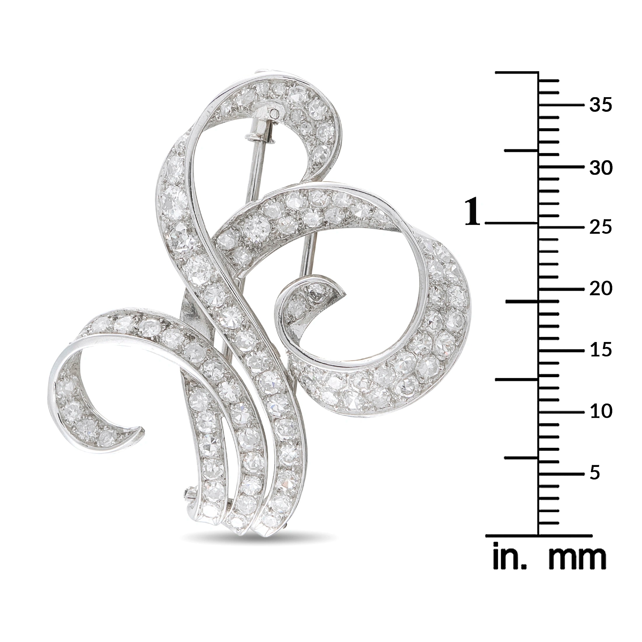 Antique 18K White Gold 4.85ct Diamond Brooch