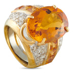 18K Yellow Gold 0.48ct Diamond and Citrine Ring