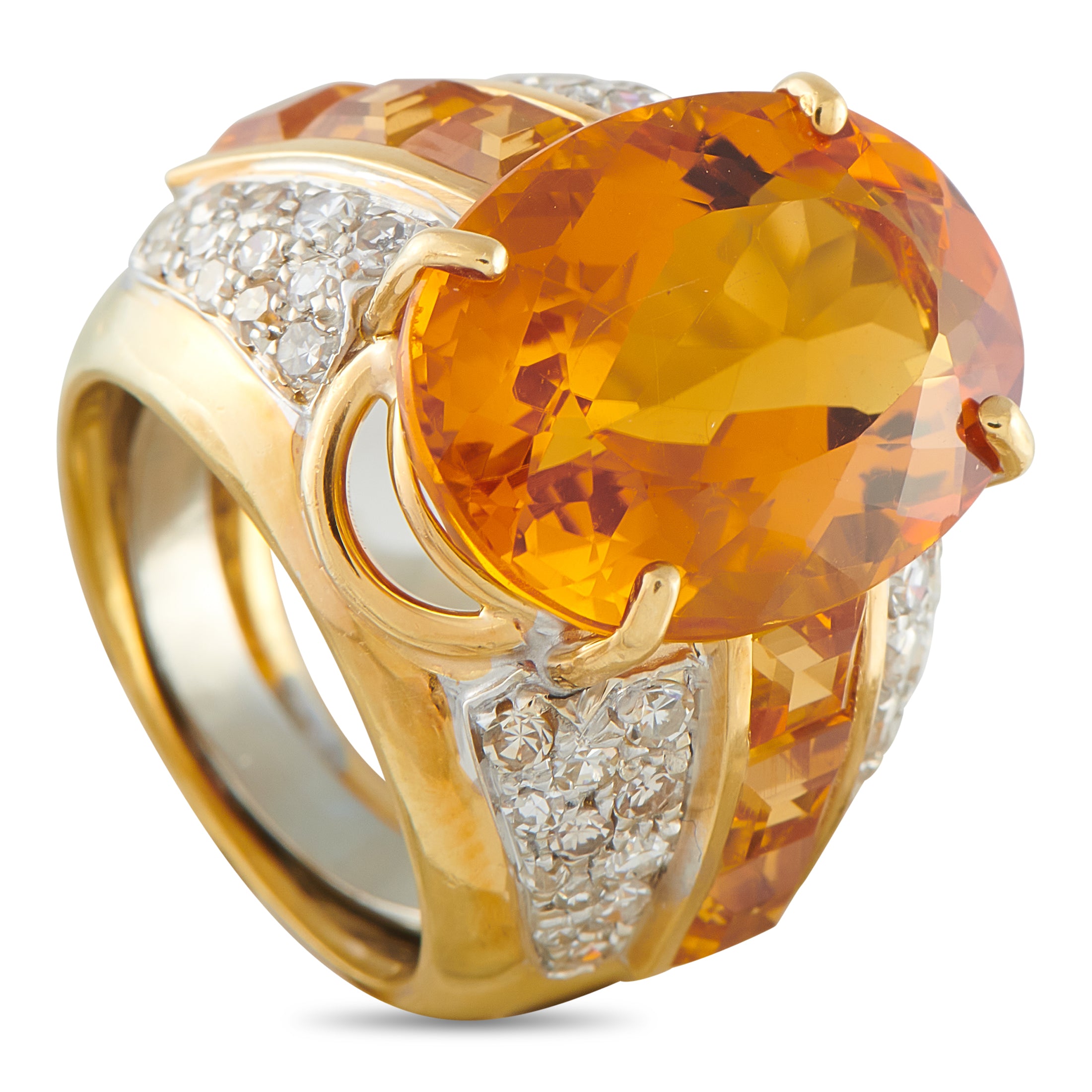 18K Yellow Gold 0.48ct Diamond and Citrine Ring