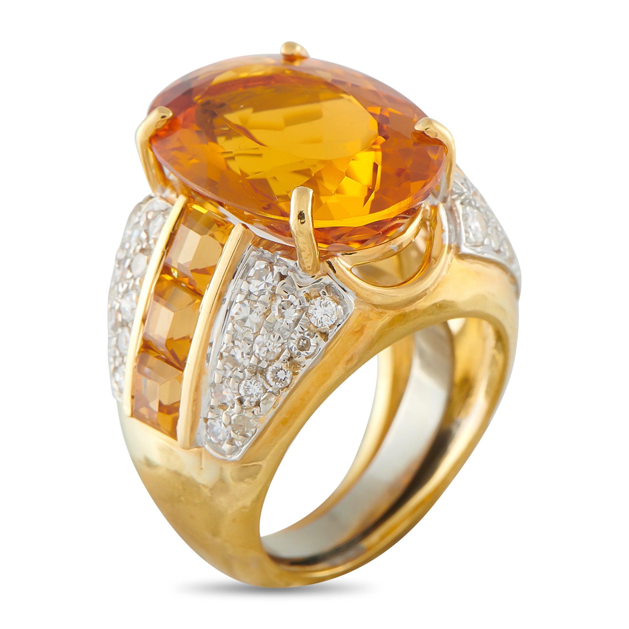 18K Yellow Gold 0.48ct Diamond and Citrine Ring