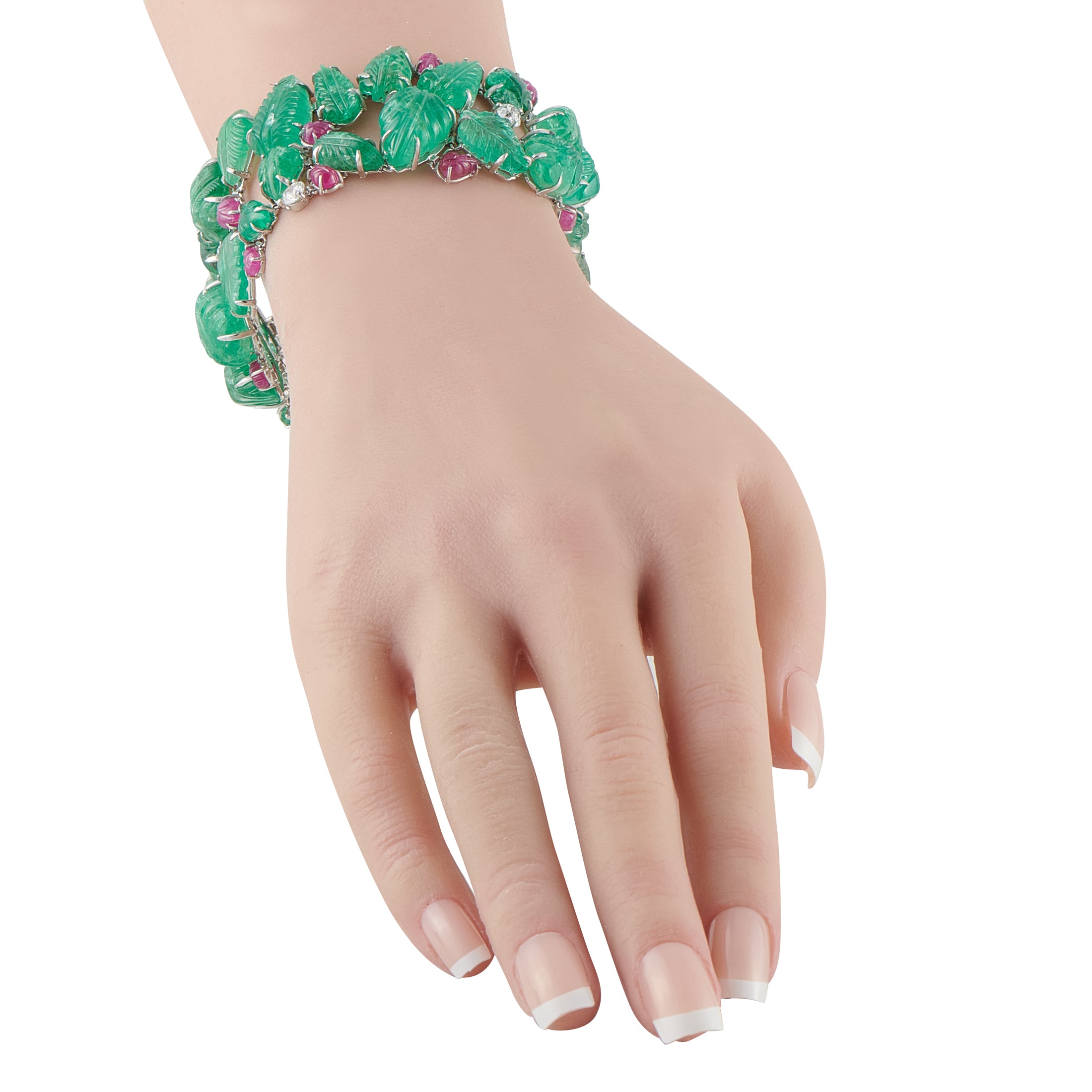 18K White Gold 3.50ct Diamond and Colored Gemstone Garden Bracelet