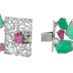 18K White Gold 3.50ct Diamond and Colored Gemstone Garden Bracelet