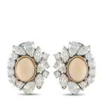 18K White Gold 6.0ct Diamond and Conch Pearl Clip-On Earrings