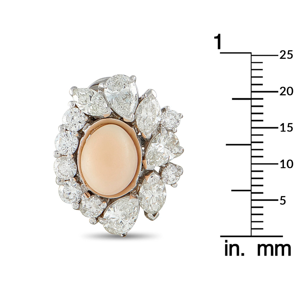 18K White Gold 6.0ct Diamond and Conch Pearl Clip-On Earrings