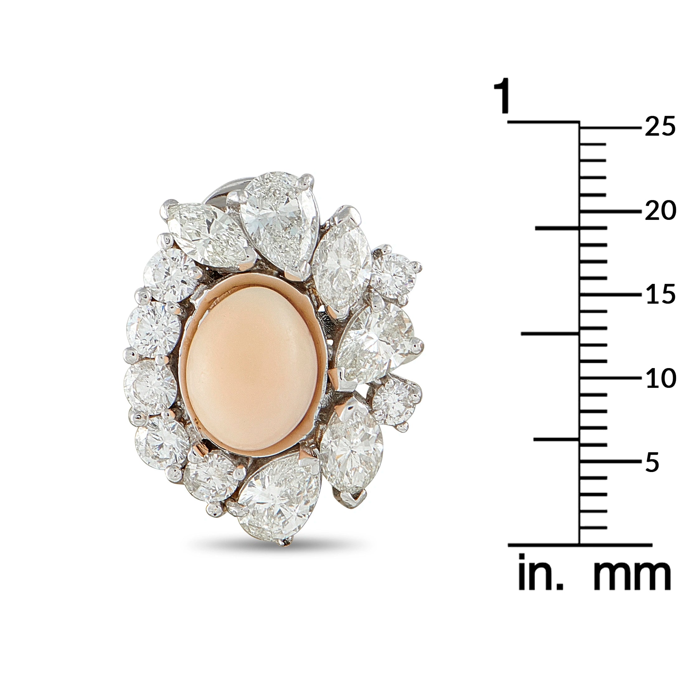 18K White Gold 6.0ct Diamond and Conch Pearl Clip-On Earrings