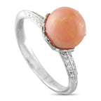 18K White Gold 0.10ct Diamond and Conch Pearl Ring