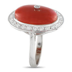 Exclusive 18K White Gold 0.65ct Diamond and Coral Ring