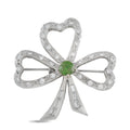 18K White Gold 1.15ct Diamond and Demantoid Clover Brooch