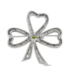 18K White Gold 1.15ct Diamond and Demantoid Clover Brooch