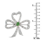 18K White Gold 1.15ct Diamond and Demantoid Clover Brooch