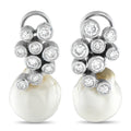 18K White Gold 2.50ct Diamond and Pearl Earrings