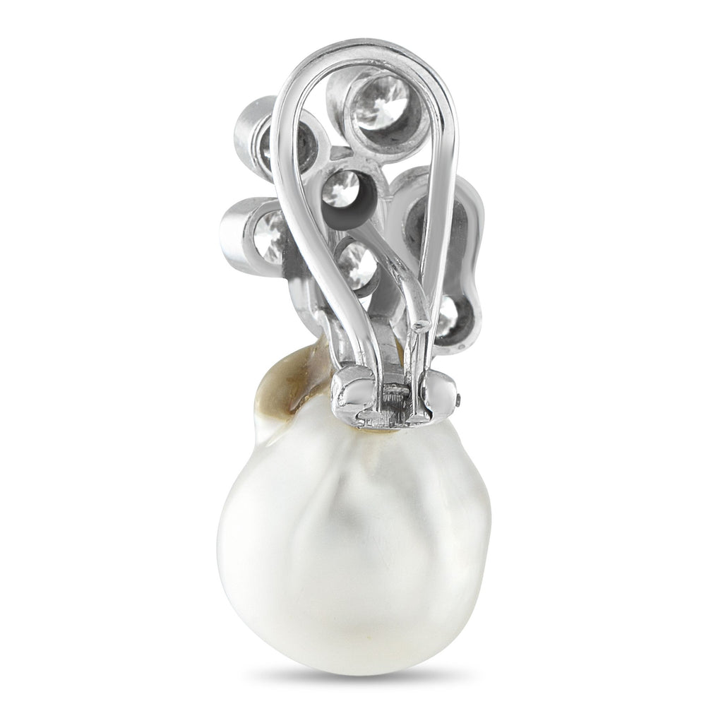 Exclusive 18K White Gold 2.50ct Diamond and Pearl Earrings
