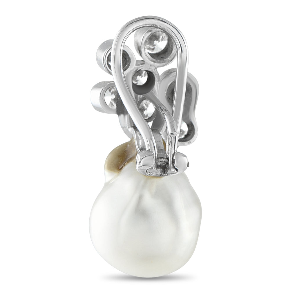 18K White Gold 2.50ct Diamond and Pearl Earrings