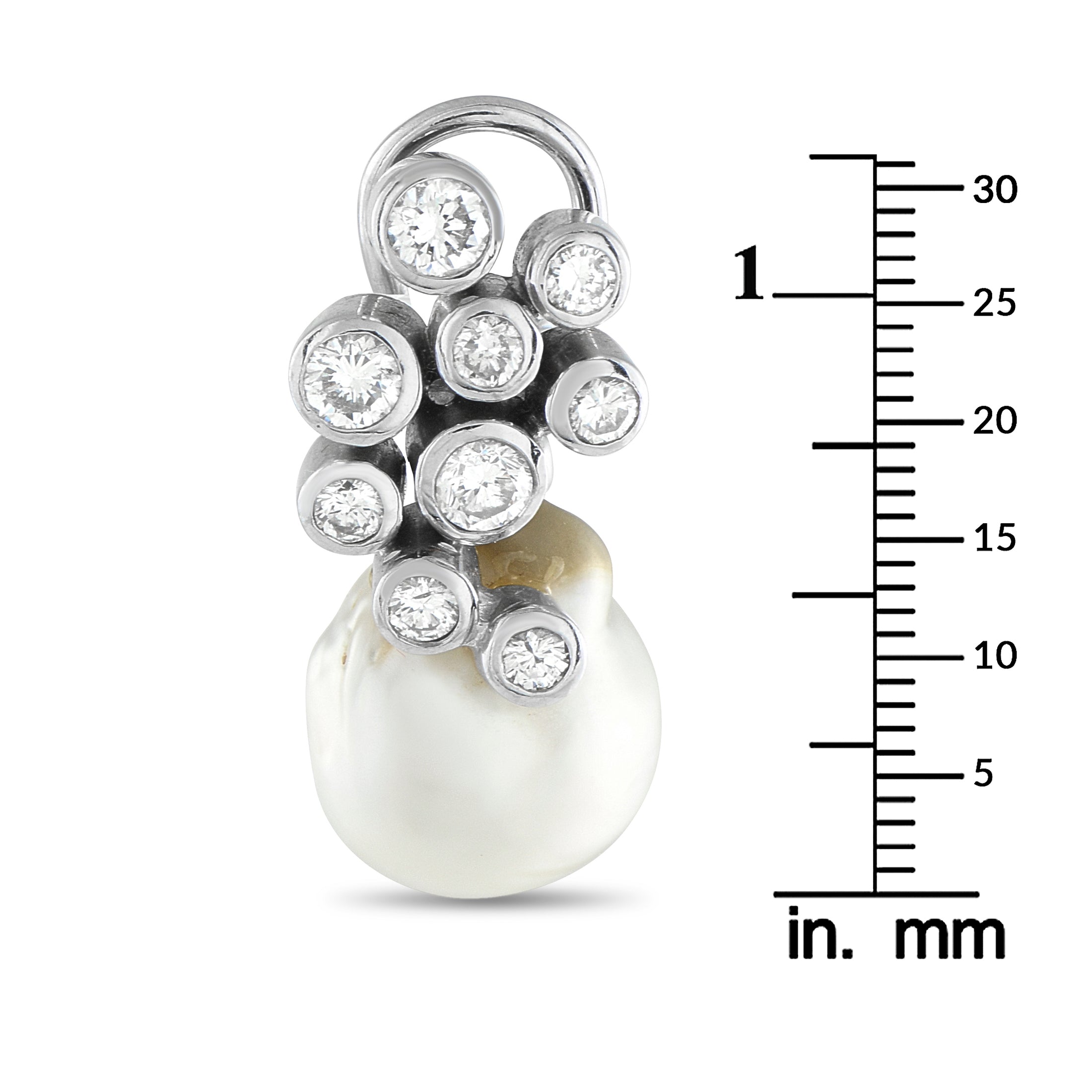 18K White Gold 2.50ct Diamond and Pearl Earrings