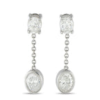Exclusive 18K White Gold 2.50ct Oval Diamond Dangle Earrings AERR-19331 – Shining with every step, the gentle sway of these d