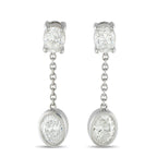 18K White Gold 2.50ct Oval Diamond Dangle Earrings