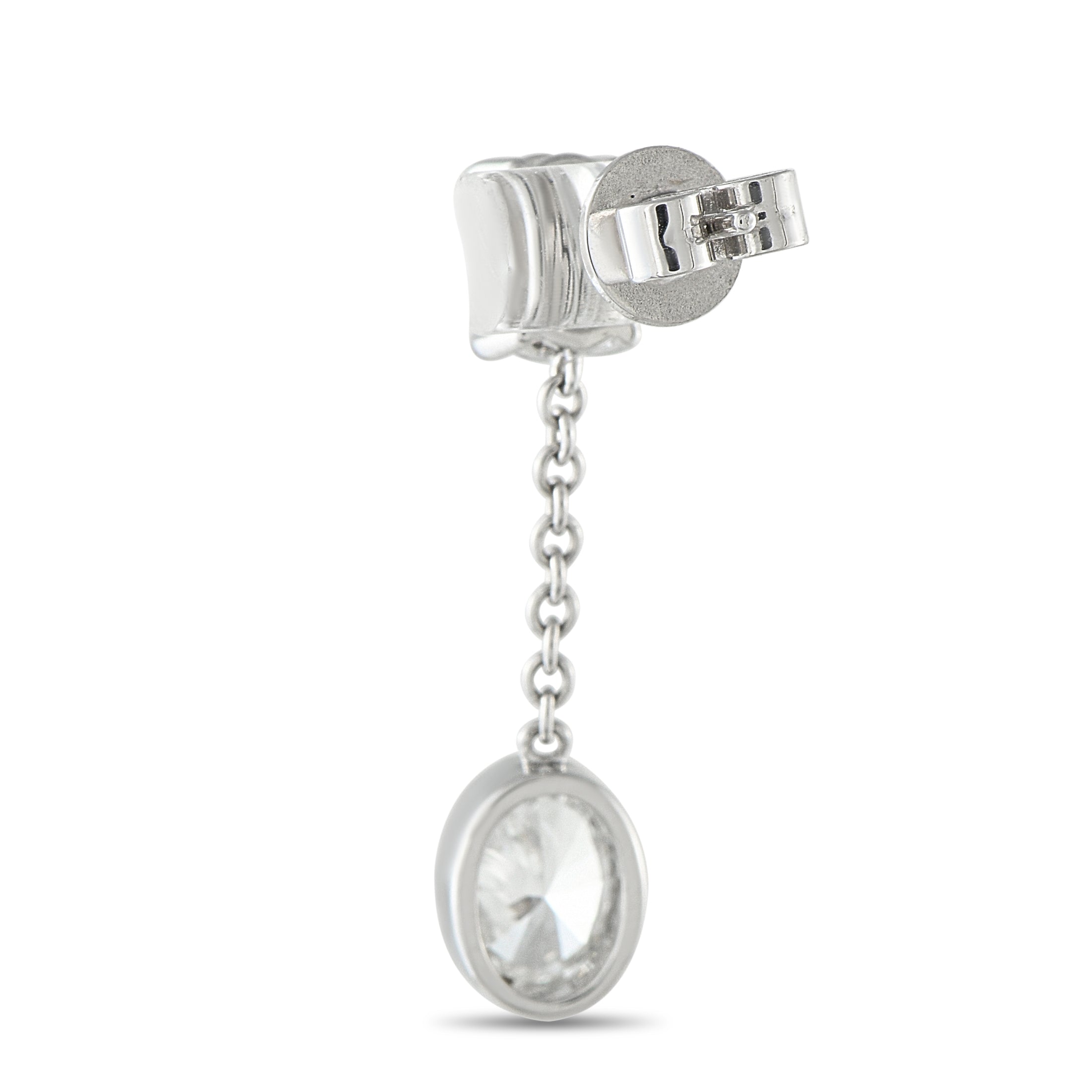 18K White Gold 2.50ct Oval Diamond Dangle Earrings