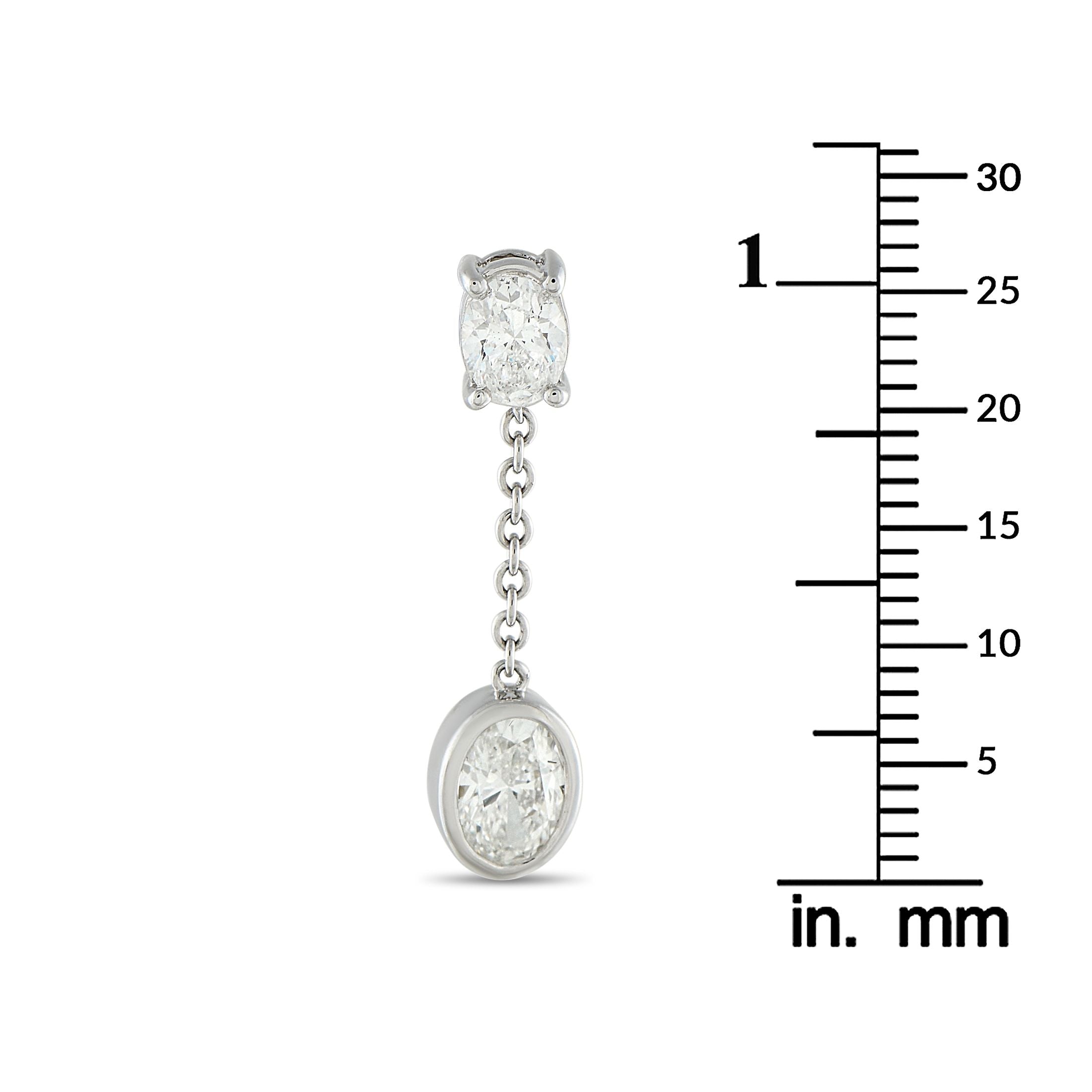 Exclusive 18K White Gold 2.50ct Oval Diamond Dangle Earrings