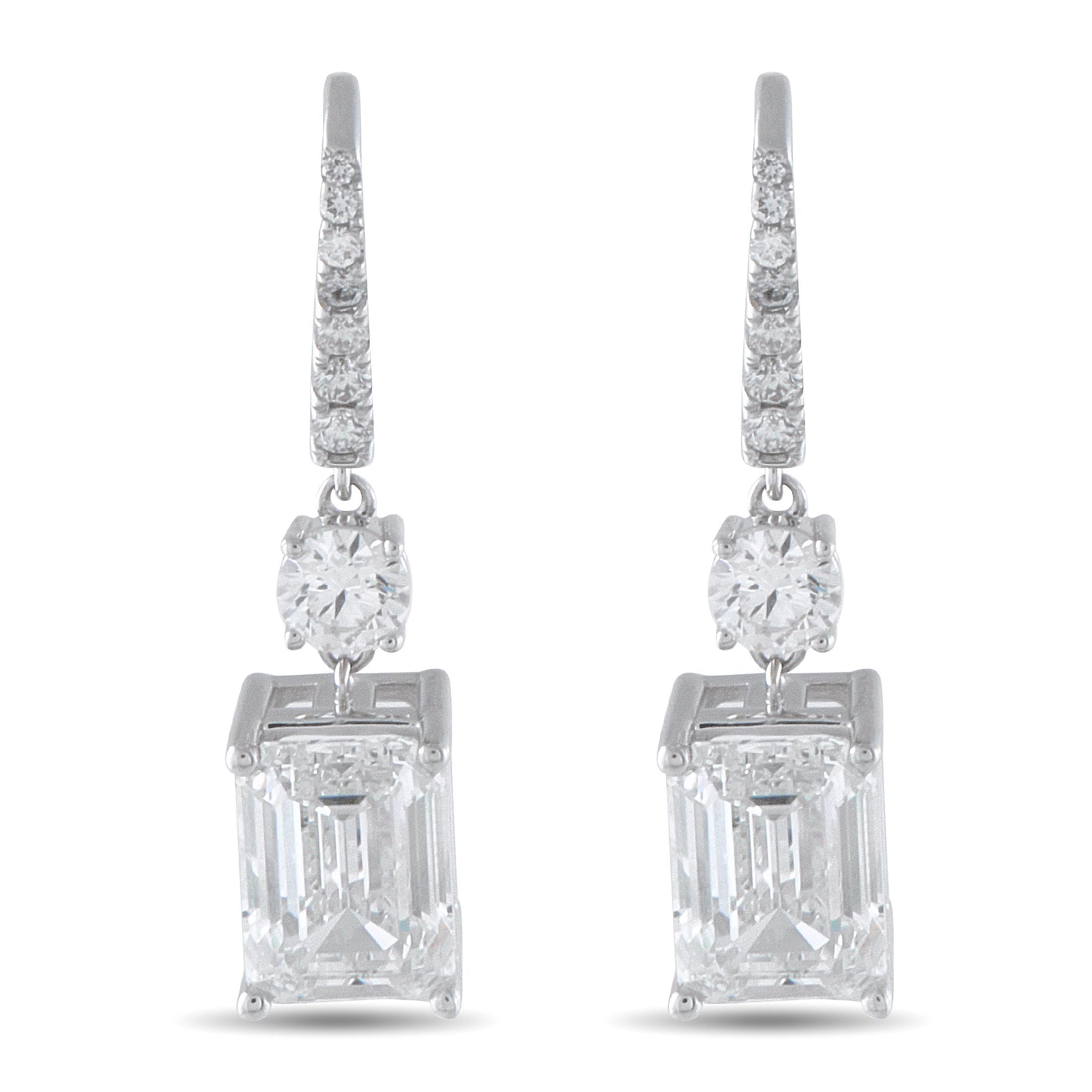Exclusive 18K White Gold 11.46ct Lab-Grown Diamond Drop Earrings – Set in 18K white gold, these chic drop earrings, come to l