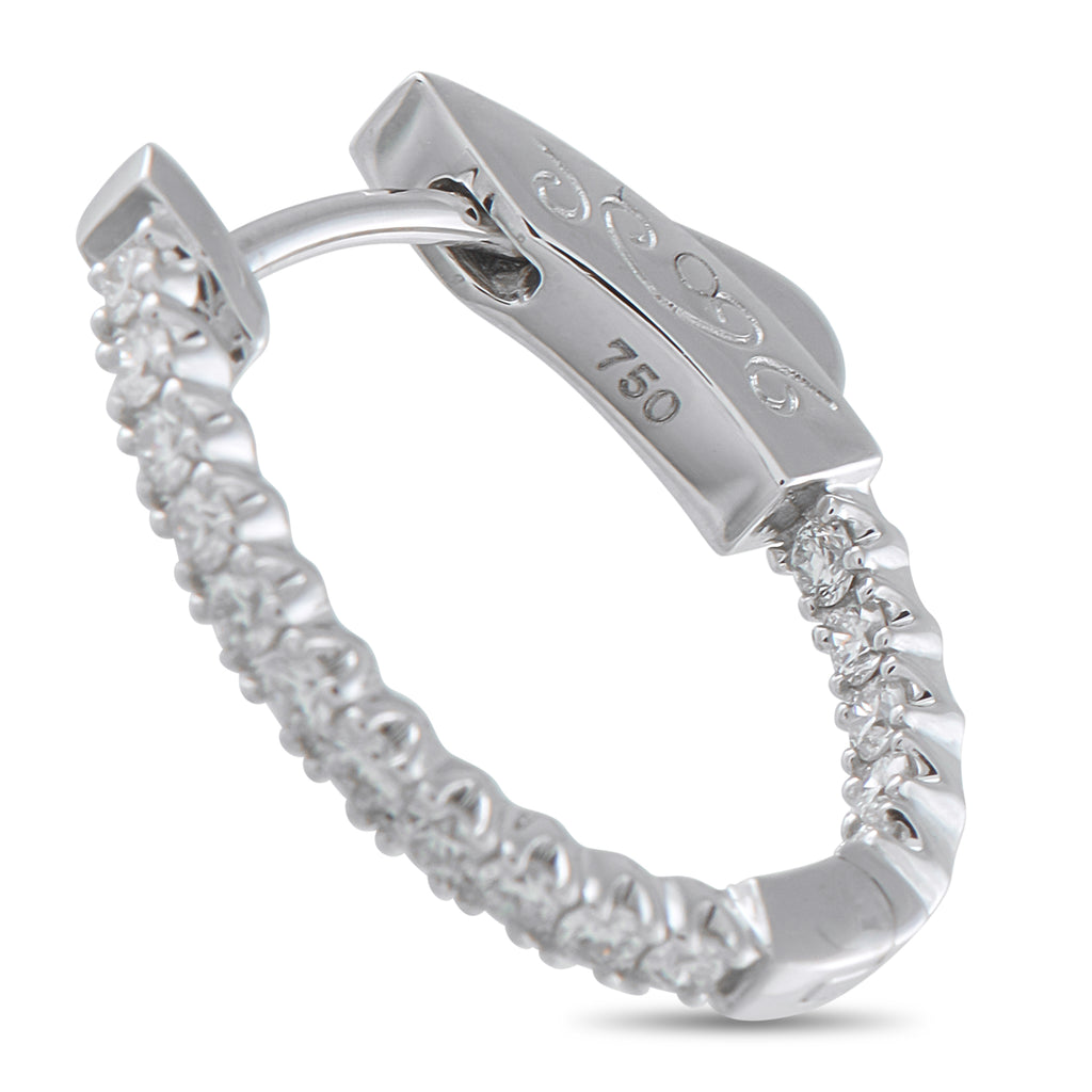 18K White Gold 0.52ct Diamond Inside-Out Huggie Hoop Earrings