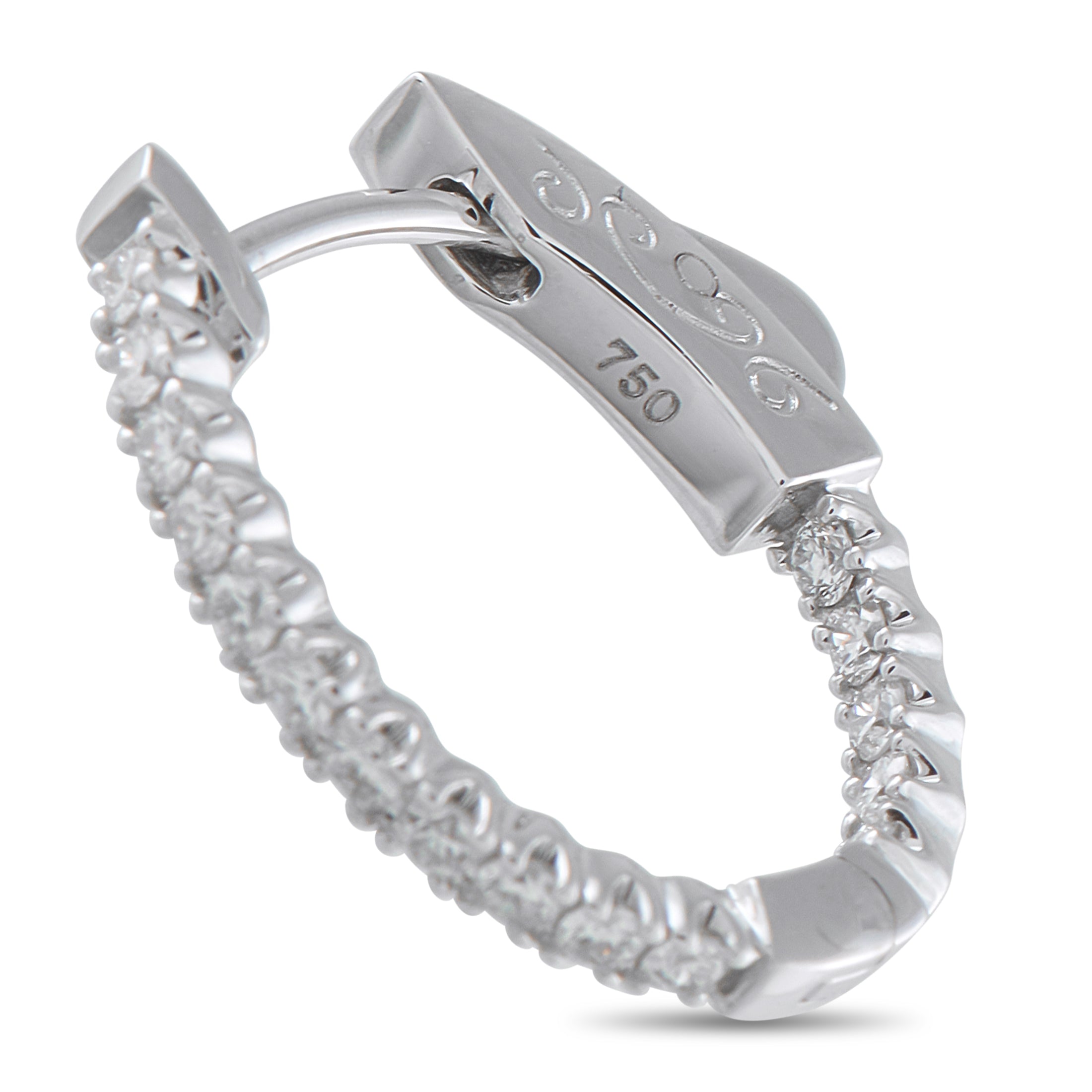 18K White Gold 0.52ct Diamond Inside-Out Huggie Hoop Earrings