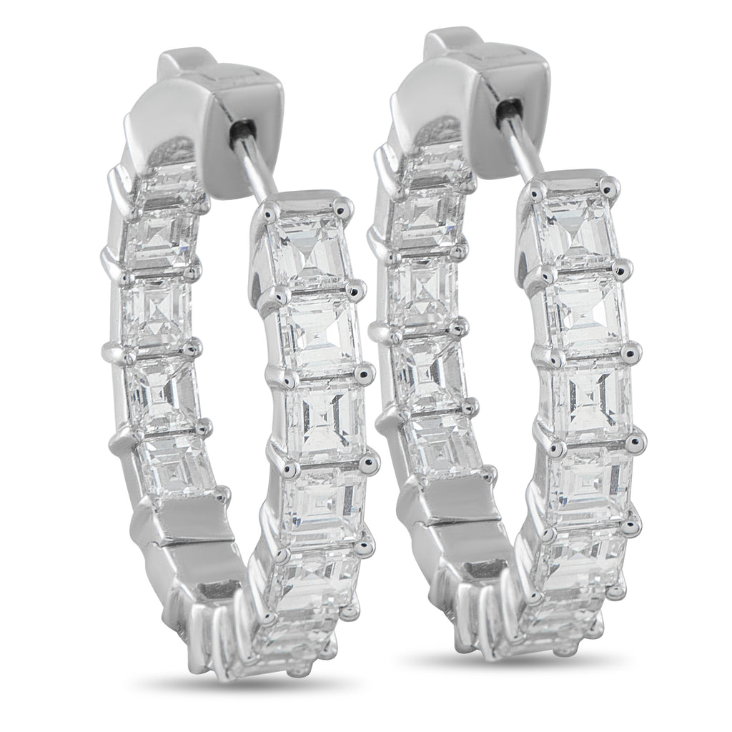 Exclusive 18K White Gold 3.75ct Diamond Inside-Out Hoop Earrings – These luxury earrings are chic, elegant, and perfect for a