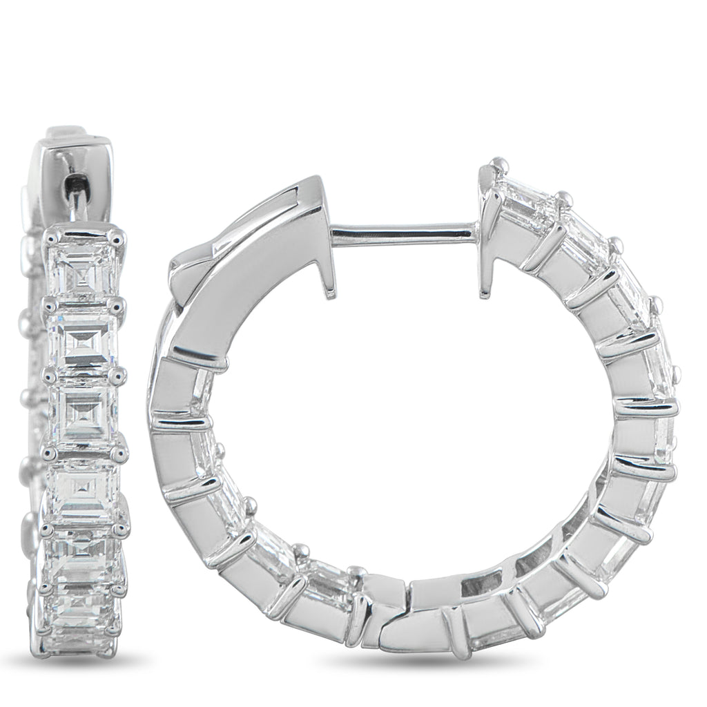 Exclusive 18K White Gold 3.75ct Diamond Inside-Out Hoop Earrings