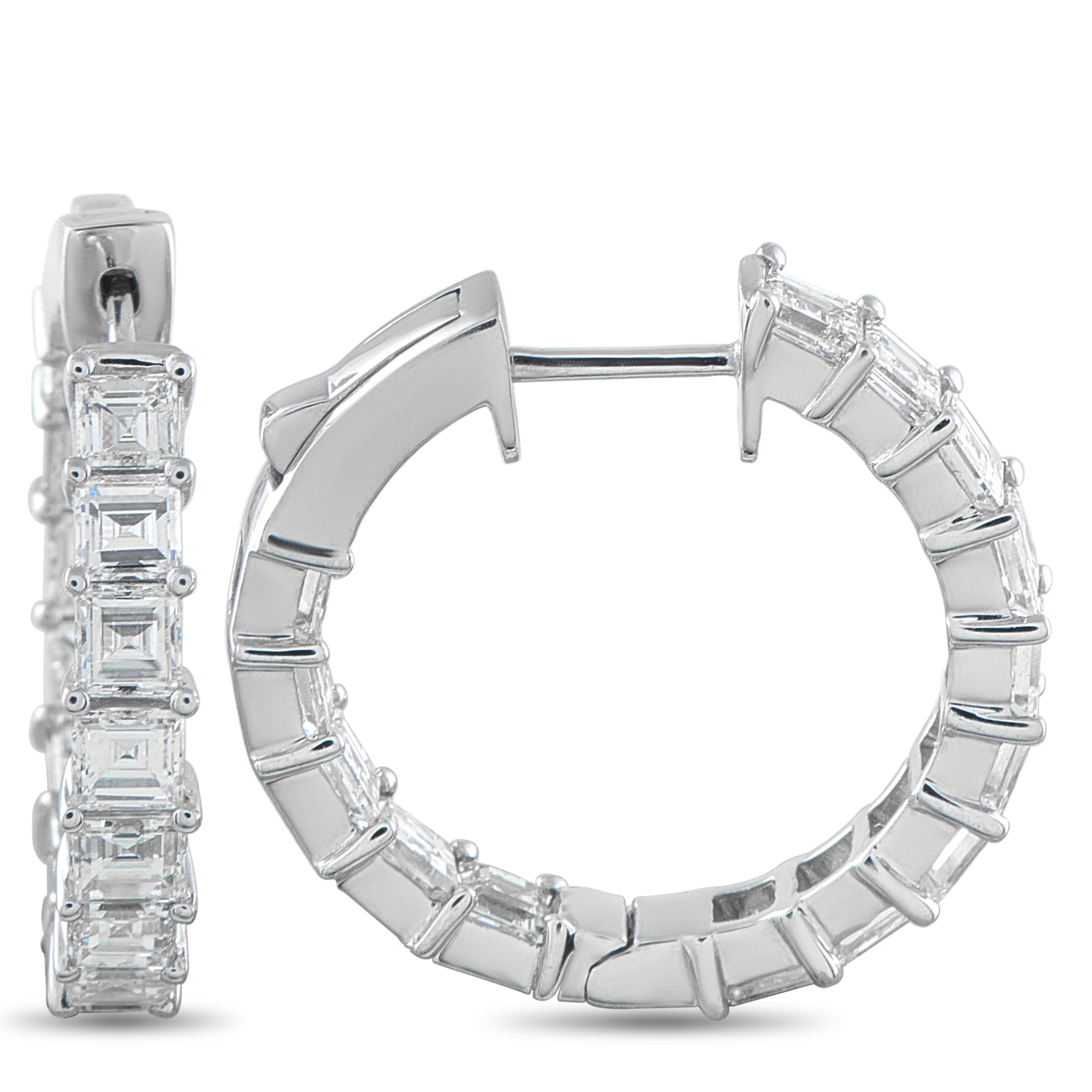 Exclusive 18K White Gold 3.75ct Diamond Inside-Out Hoop Earrings