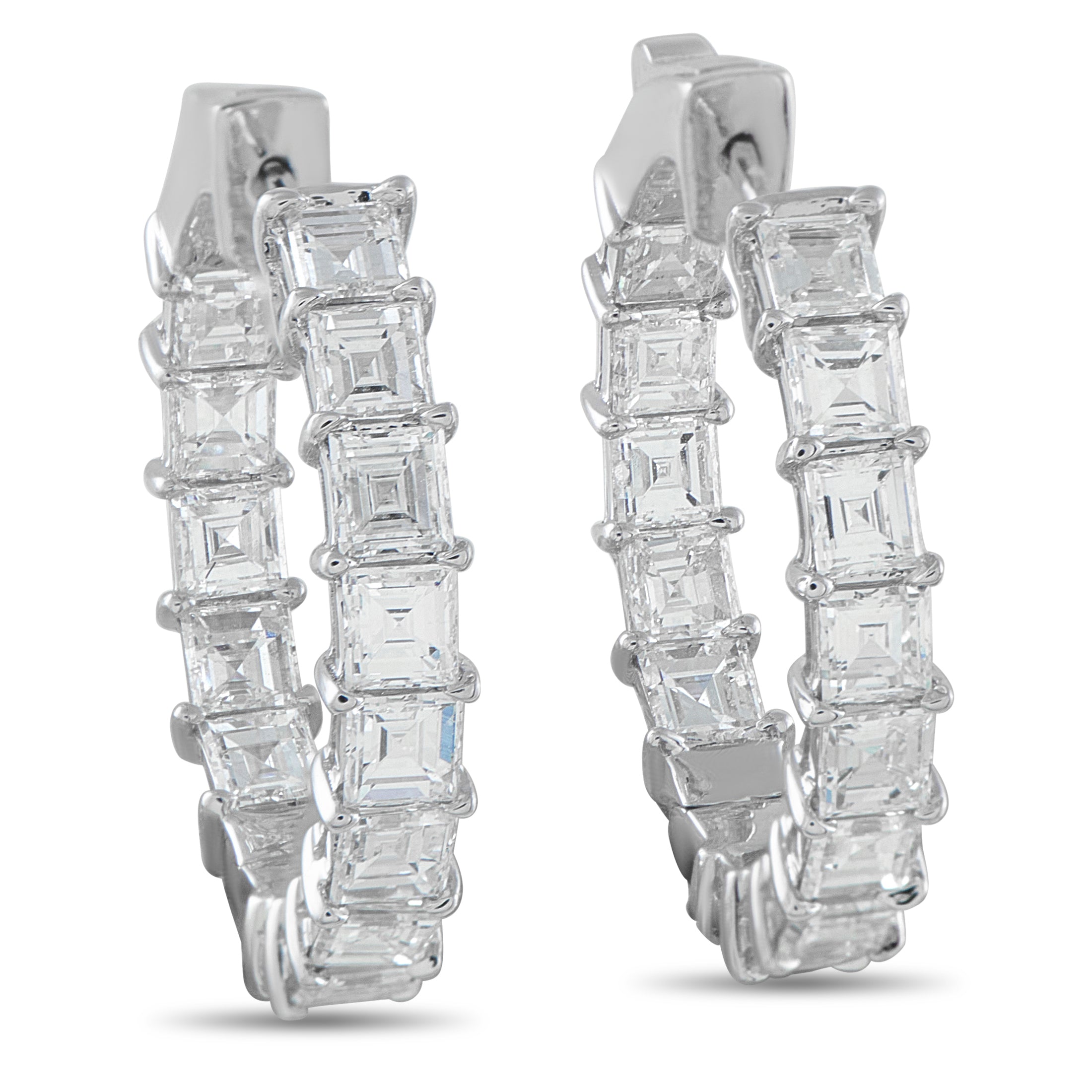Exclusive 18K White Gold 4.0ct Diamond Inside-Out Hoop Earrings – These luxury hoop earrings will add a touch of upscale eleg