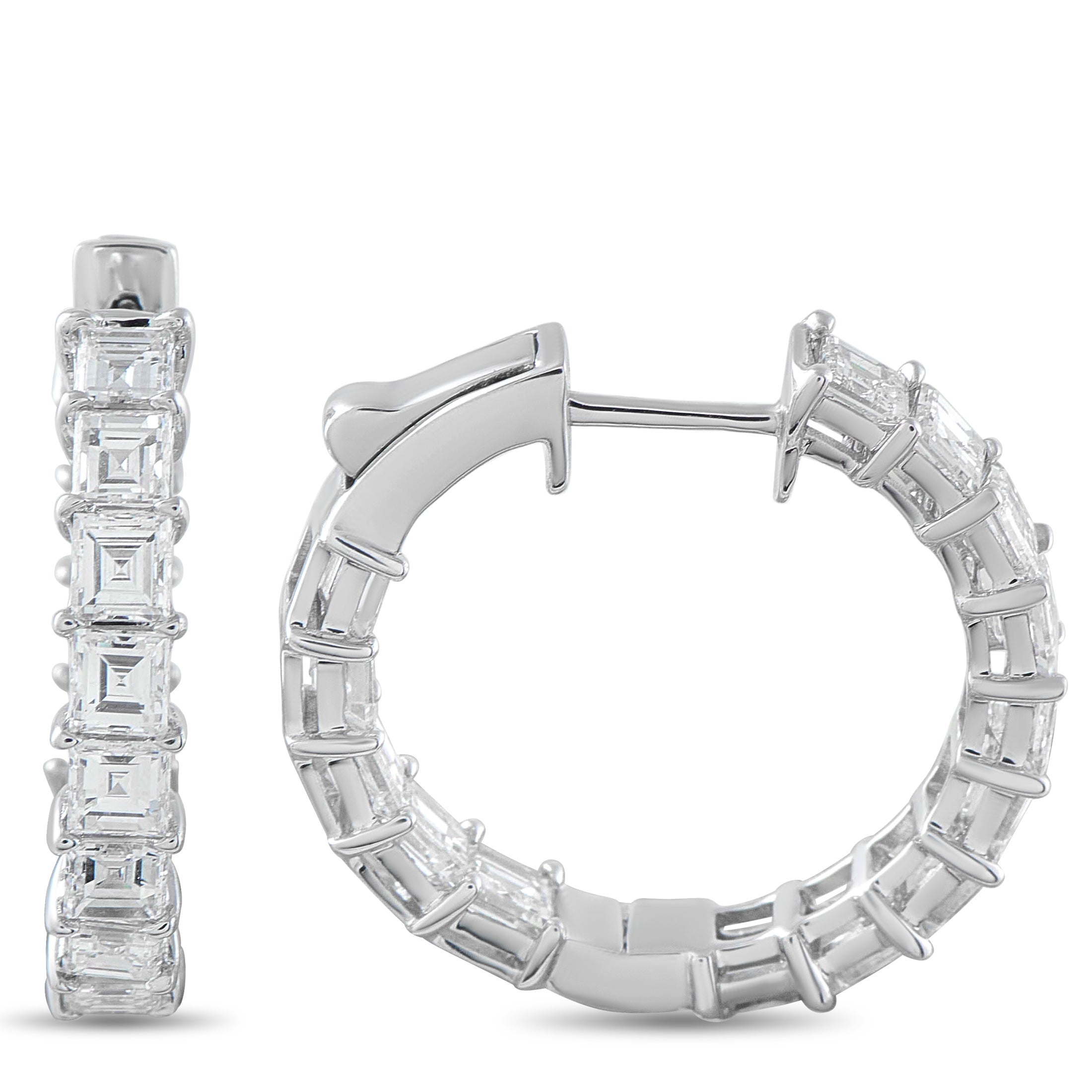 Exclusive 18K White Gold 4.0ct Diamond Inside-Out Hoop Earrings