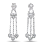 18K White Gold 3.60ct Diamond Heart Drop Earrings