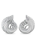 18K white gold diamond swirled shell clip earrings