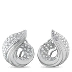 18K White Gold 1.72ct Diamond Swirled Shell Clip