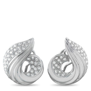 18K White Gold 1.72ct Diamond Swirled Shell Clip